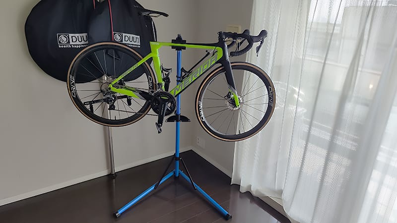 CXWXC CX-C10メンテナンススタンドの自転車取り付け図