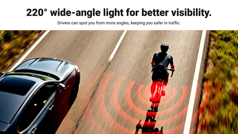 COOSPO TR70レーダーテールライトは220°の広角検知
